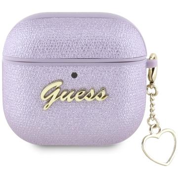 AirPods 4 Guess Metallic Script Charm Etui - fioletowy