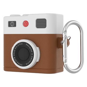 AirPods 4 Etui z płynnego silikonu w stylu retro do aparatu fotograficznego - Brąz