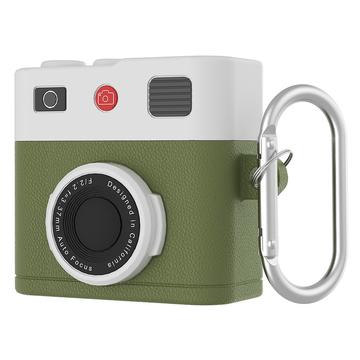 Etui z płynnego silikonu w stylu retro do aparatu fotograficznego AirPods 4 - Zielony