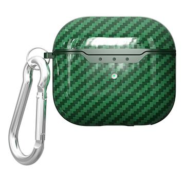 Etui z TPU z Karabińczykiem do AirPods 4 - Włókno Węglowe - Zielony