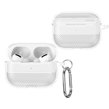 Etui z TPU z Karabińczykiem do AirPods Pro 3 - Włókno Węglowe - Biel