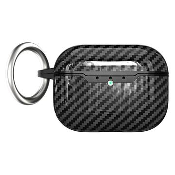 Etui z TPU z Karabińczykiem do AirPods Pro 3 - Włókno Węglowe - Czarne
