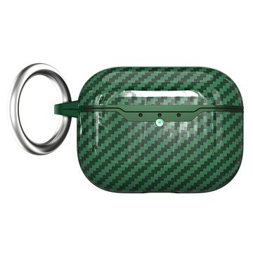 Etui z TPU z Karabińczykiem do AirPods Pro 3 - Włókno Węglowe - Zielony