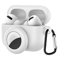 Silikonowe Etui z Karabińczykiem do AirPods Pro/AirTag - Biel