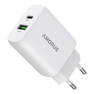 Szybka ładowarka ścienna Amorus 30W GaN - biała