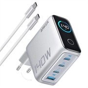 Ładowarka biurkowa Anker Zolo 140W GaN z kablem USB-C - Srebrny