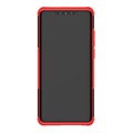 Przeciwpoślizgowe hybrydowe etui z podpórką do Huawei P30 Pro - Czerwień / Czerń