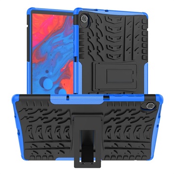 Przeciwpoślizgowe Hybrydowe Etui z Podpórką do Lenovo Tab K10 - Czerń / Błękit