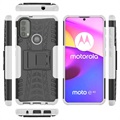 Motorola Moto E20/E30/E40 Antypoślizgowy Hybrydowy Pokrowiec - Biel / Czerń