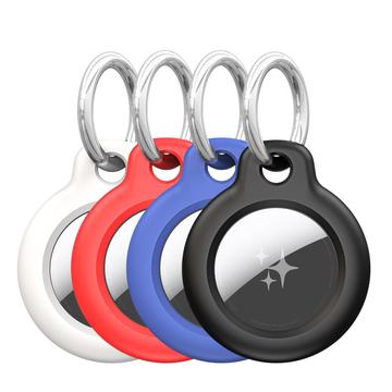 Zestaw plastikowych etui Apple AirTag Dux Ducis z brelokiem - 4 szt. - Czarny/Niebieski/Czerwony/Biały