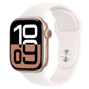 Apple Watch 10 GPS MWWJ3QN/A - aluminiowy, jasnoróżowy pasek sportowy, M/L, 42mm - Różowe Złoto