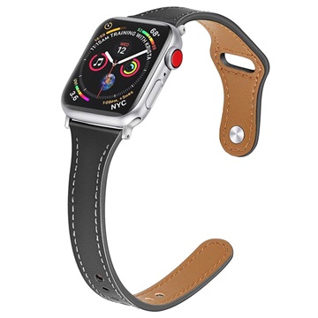 Apple Watch 7/SE/6/5/4/3/2/1 Skórzany Pasek Premium - 45mm/44mm/42mm - Czerń