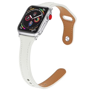 Apple Watch 7/SE/6/5/4/3/2/1 Skórzany Pasek Premium - 45mm/44mm/42mm - Biel