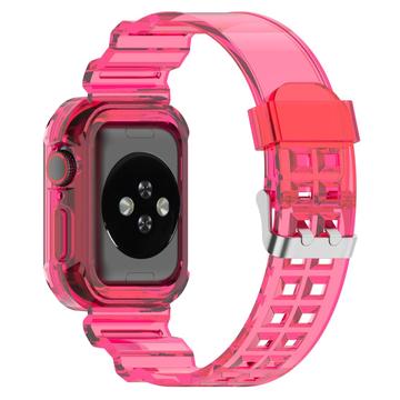 Apple Watch Series 10 Zamienny Pasek Silikonowy ze Zintegrowaną Ramką - 42mm - Transparentny Różowy