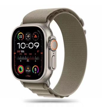 Apple Watch Series Ultra 2/Ultra/10/9/8/SE (2022)/7/SE/6/5/4/3/2/1 Pasek Tech-Protect Nylon Pro - 49mm/46mm/45mm/44mm/42mm - tytanowy / oliwkowy