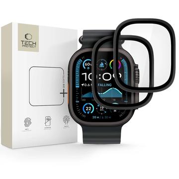 Szkło hartowane chroniące ekran Apple Watch Ultra/Ultra 2/Ultra 3 Tech-Protect Glass Ring - 9H, 2 szt. - Czarna krawędź