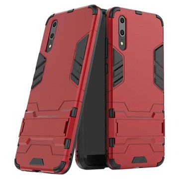 Huawei P20 Etui Armor Hybrid ze Stojakiem - Czerwone