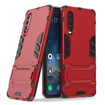 Etui Hybrydowe z Podpórką Serii Armor do Huawei P30 - Czerwień