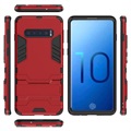 Etui Hybrydowe z Podpórką Serii Armor do Samsung Galaxy S10 - Czerwień