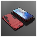 Etui Hybrydowe z Podpórką Serii Armor do Samsung Galaxy S20+ - Czerwień