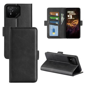 Asus ROG Phone 9 Pro Etui portfelowe z magnetycznym zamknięciem - tekstura cielęca - czarny