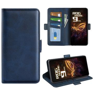 Asus ROG Phone 9 Pro Etui portfelowe z magnetycznym zamknięciem - tekstura cielęca - niebieski
