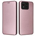 Asus Zenfone 11 Ultra Etui z Klapką - Włókno Węglowe - Różowe Złoto