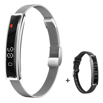 B3 Smart Bracelet / Fitness Tracker z dwoma paskami - srebrny