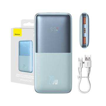 Baseus Bipow Pro Digital Display Fast Charge Power Bank 10000mAh/20W - 2xUSB, USB-C - Niebieski