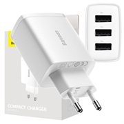 Baseus Compact Quick Charger CCXJ020102, 3x USB, 17W - biały