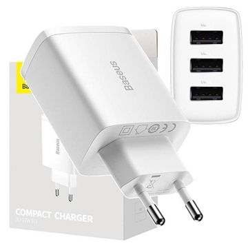 Baseus Compact Quick Charger CCXJ020102, 3x USB, 17W - biały