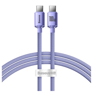 Kabel USB-C / USB-C Baseus Crystal Shine CAJY000605 - 1.2m - Fioletowy