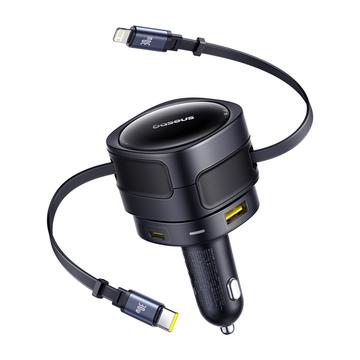 Ładowarka samochodowa Baseus Enjoyment Max 90W z kablami USB-C i Lightning - czarna
