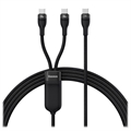 Kabel do Szybkiego Ładowania USB-C Baseus Flash Series II 2-w-1 - 100W - Czarny