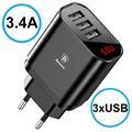 Potrójna Ładowarka Podróżna USB Baseus Mirror Lake - Czarna