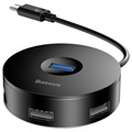 Baseus Round Box 4-portowy Hub USB 3.0 z Kablem USB-C - Czerń