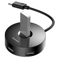 Baseus Round Box 4-portowy Hub USB 3.0 z Kablem USB-C - Czerń