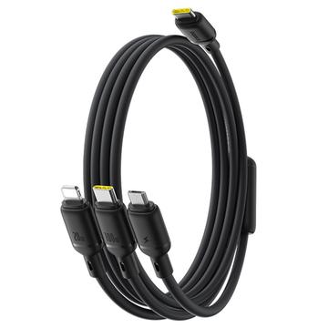Baseus Silky 3-w-1 Kabel USB-C do Lightning, USB-C, MicroUSB do szybkiego ładowania - 100W/1,5m