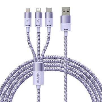 Kabel do ładowania i transmisji danych Baseus StarSpeed 3 w 1 - 1.2m, 3.5A - Fioletowy