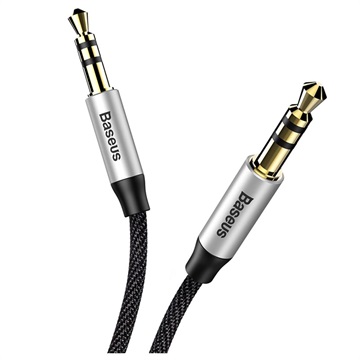 Kabel audio AUX 3.5 mm Baseus Yiven CAM30-BS1 - 1m - Czarny / Srebrny