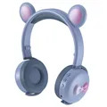 Bluetooth Słuchawki BK7 z LED Bear Ear - Błękit