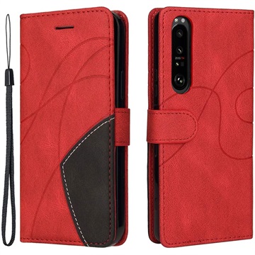 Sony Xperia 1 III Etui-Portfel Bi-Color Series - Czerwone