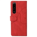 Sony Xperia 1 III Etui-Portfel Bi-Color Series - Czerwone