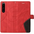 Sony Xperia 1 III Etui-Portfel Bi-Color Series - Czerwone