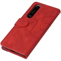 Sony Xperia 1 III Etui-Portfel Bi-Color Series - Czerwone