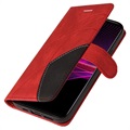Sony Xperia 1 III Etui-Portfel Bi-Color Series - Czerwone