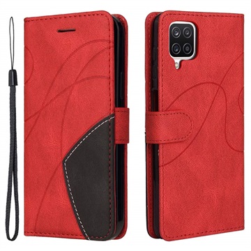 Samsung Galaxy A12 Etui-Portfel Bi-Color Series - Czerwony