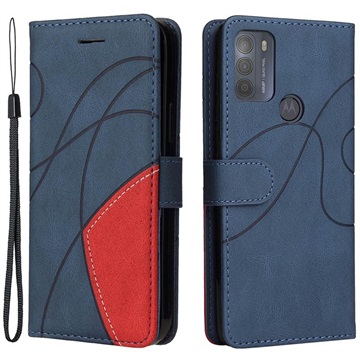 Motorola Moto G50 5G Etui-Portfel Bi-Color Series - Błękit