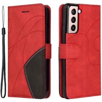 Samsung Galaxy S21 5G Etui-Portfel Bi-Color Series - Czerwone