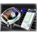 Transmiter FM Bluetooth & Ładowarka Samochodowa z Oświetleniem LED BC63 - Czarny